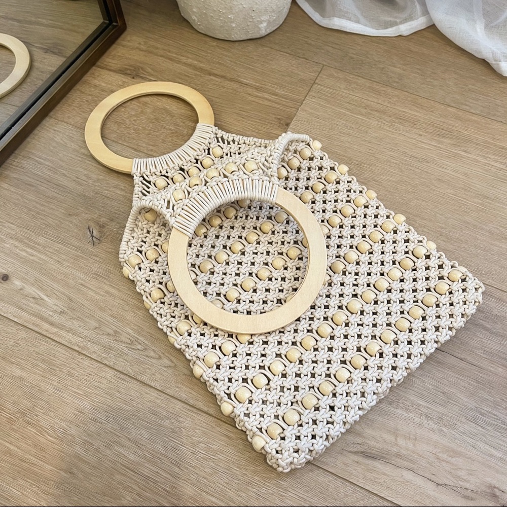 LAST2 • Cabo Ready Beaded Wooden Tote Handbag - Picture 2 of 14